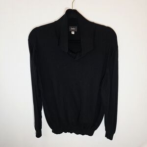 Neiman Marcus Made In Italy Vintage black Collared Polo Sweater Men's Size M